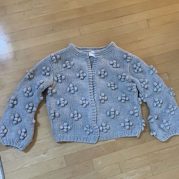 Callahan Knitwear Bisou Puff Sleeve Cardigan in Grey S - Picture 5 of 15